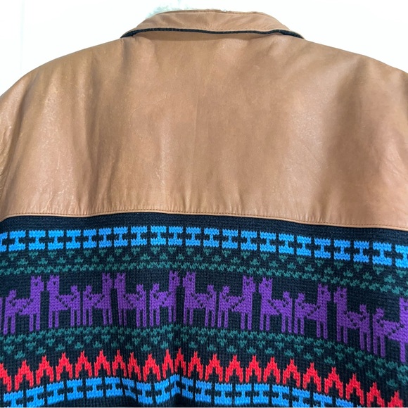 Adler Vintage Suede Leather Sherpa Aztec  Southwestern  Style Jacket - Picture 7 of 9